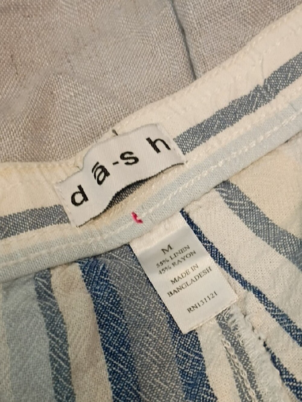 DĀSH Casual Blue & White Striped Drawstring Bermuda Shorts - Picture 2 of 7
